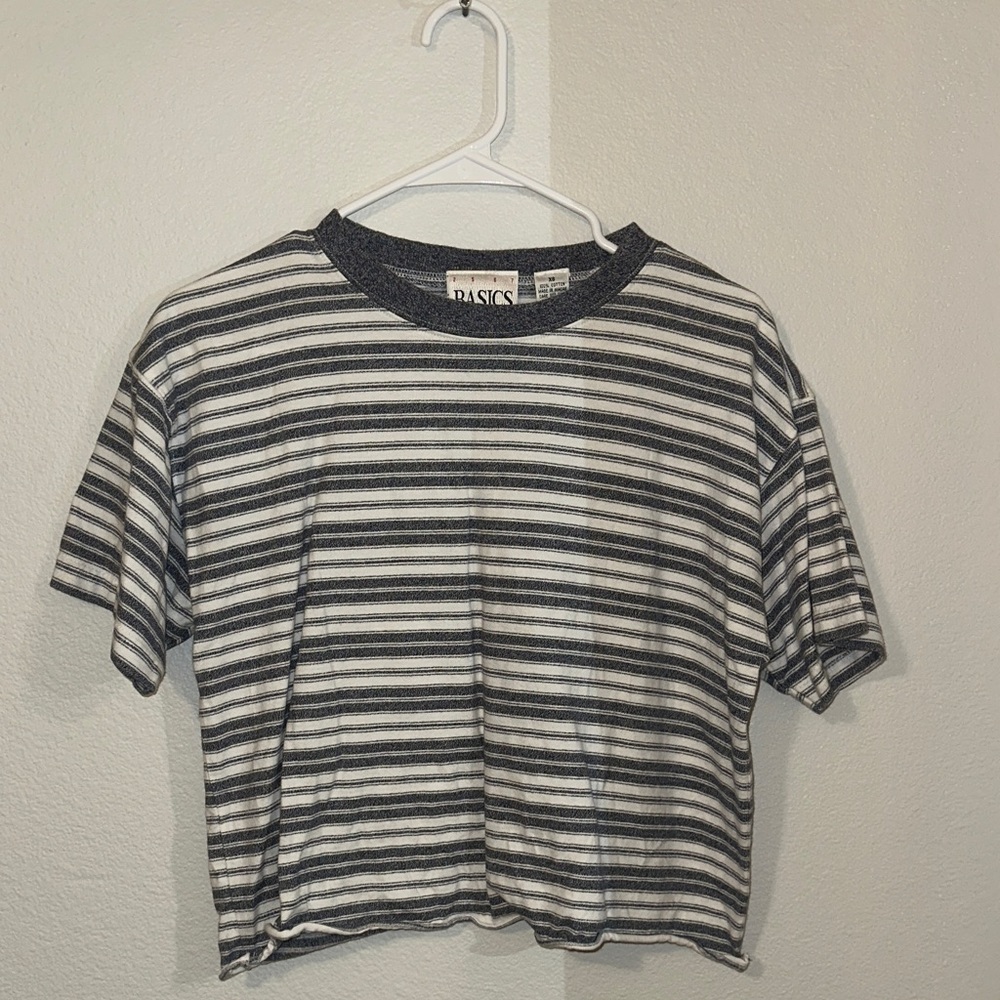 Striped Blue and White Crop Top